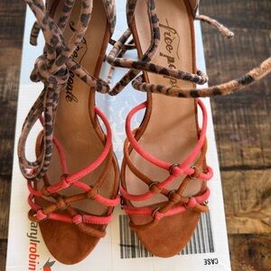 Free People Leopard and Pink Strappy Sandals